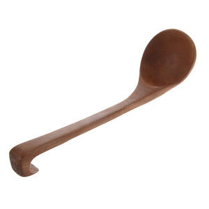 Brown Wooden Soup Ladle With Hook End