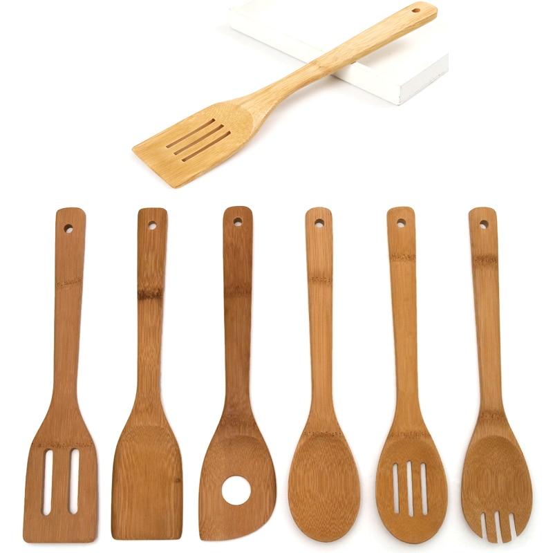 6 Pieces Heat Resistant Bamboo Cooking Utensils