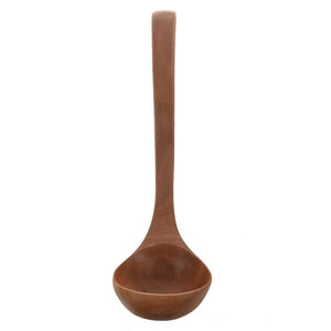 Brown Wooden Soup Ladle With Hook End