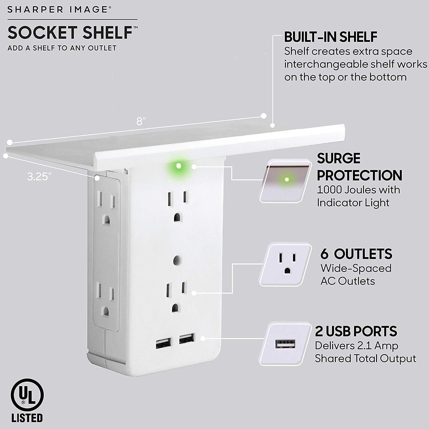 USB Charging Ports & Removable Built-In Shelf