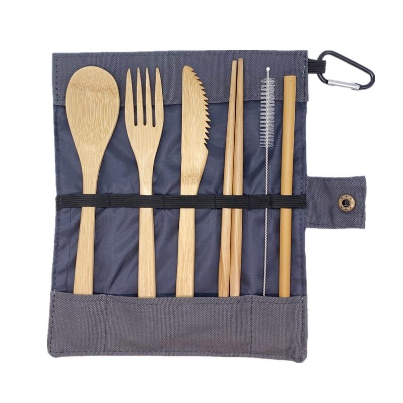 Reusable Bamboo Cutlery Set with Carrying Case