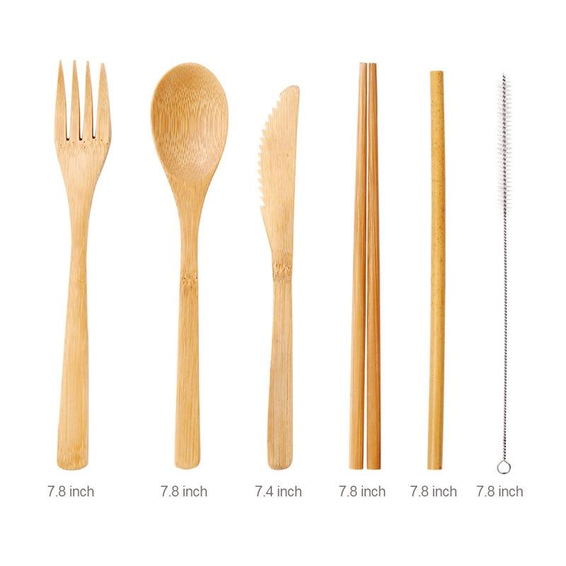 Reusable Bamboo Cutlery Set with Carrying Case