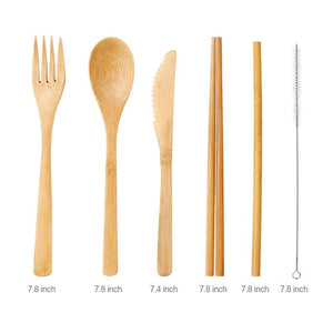 Reusable Bamboo Cutlery Set with Carrying Case