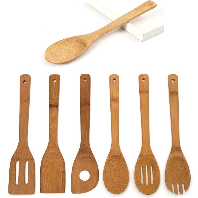 6 Pieces Heat Resistant Bamboo Cooking Utensils