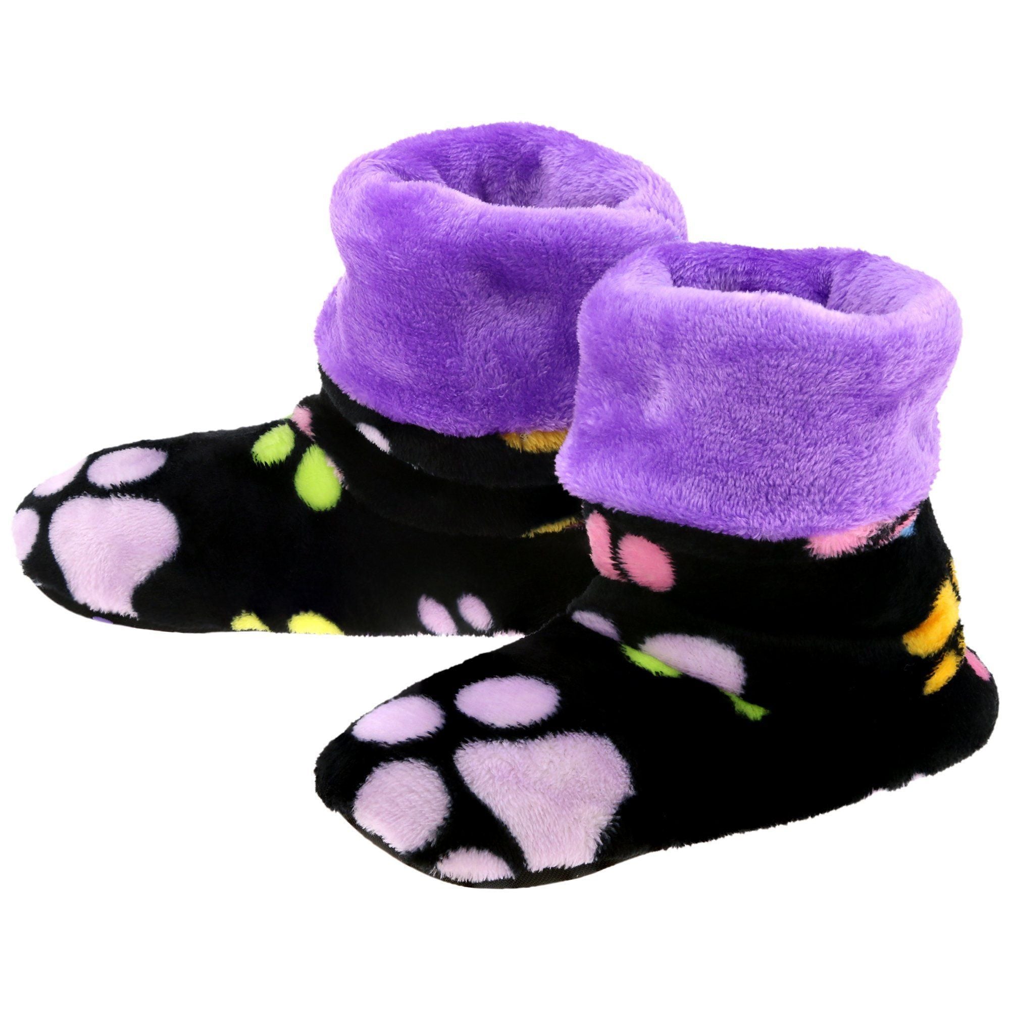 Super Cozy™ Paw Print Fleece Slipper Booties