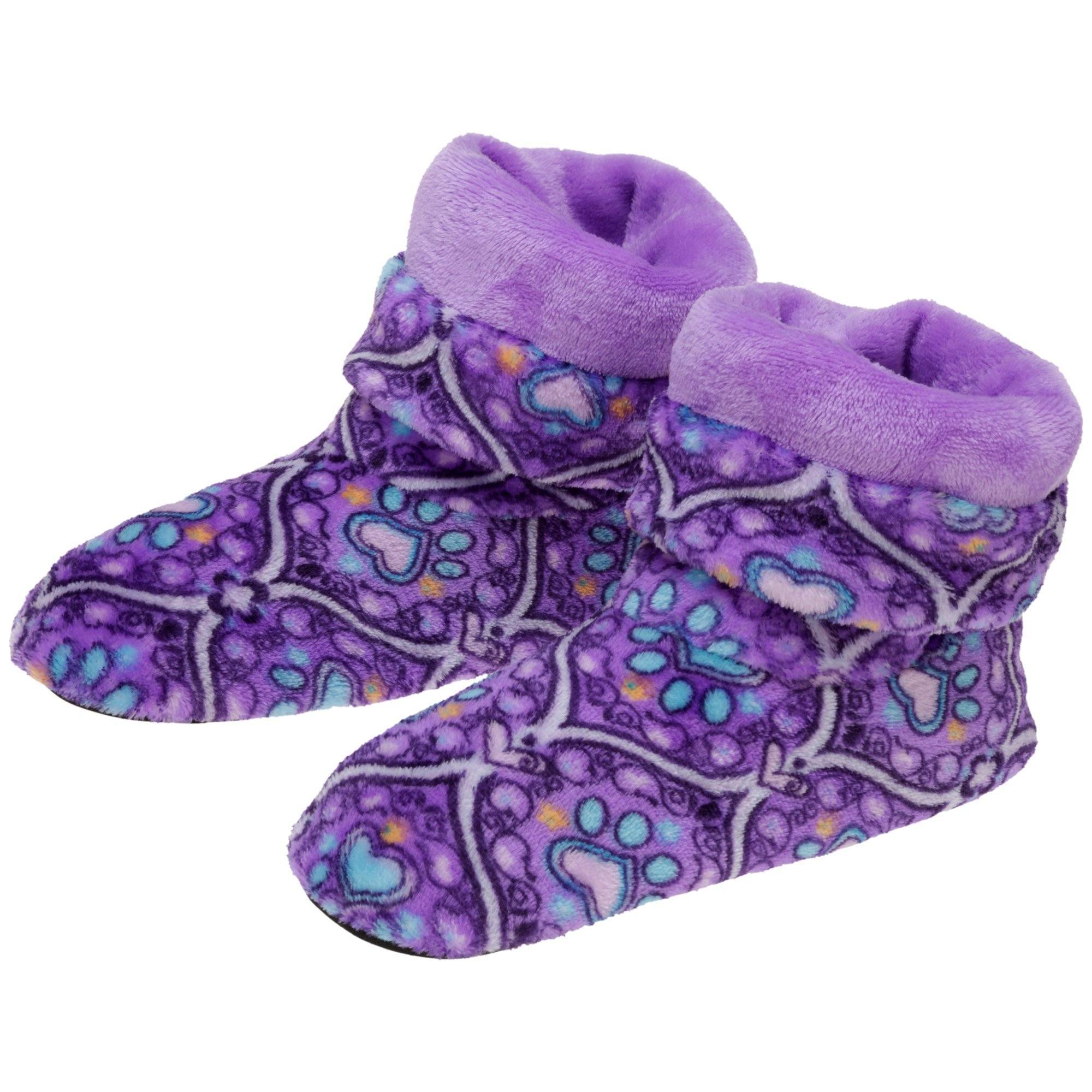 Super Cozy™ Paw Print Fleece Slipper Booties