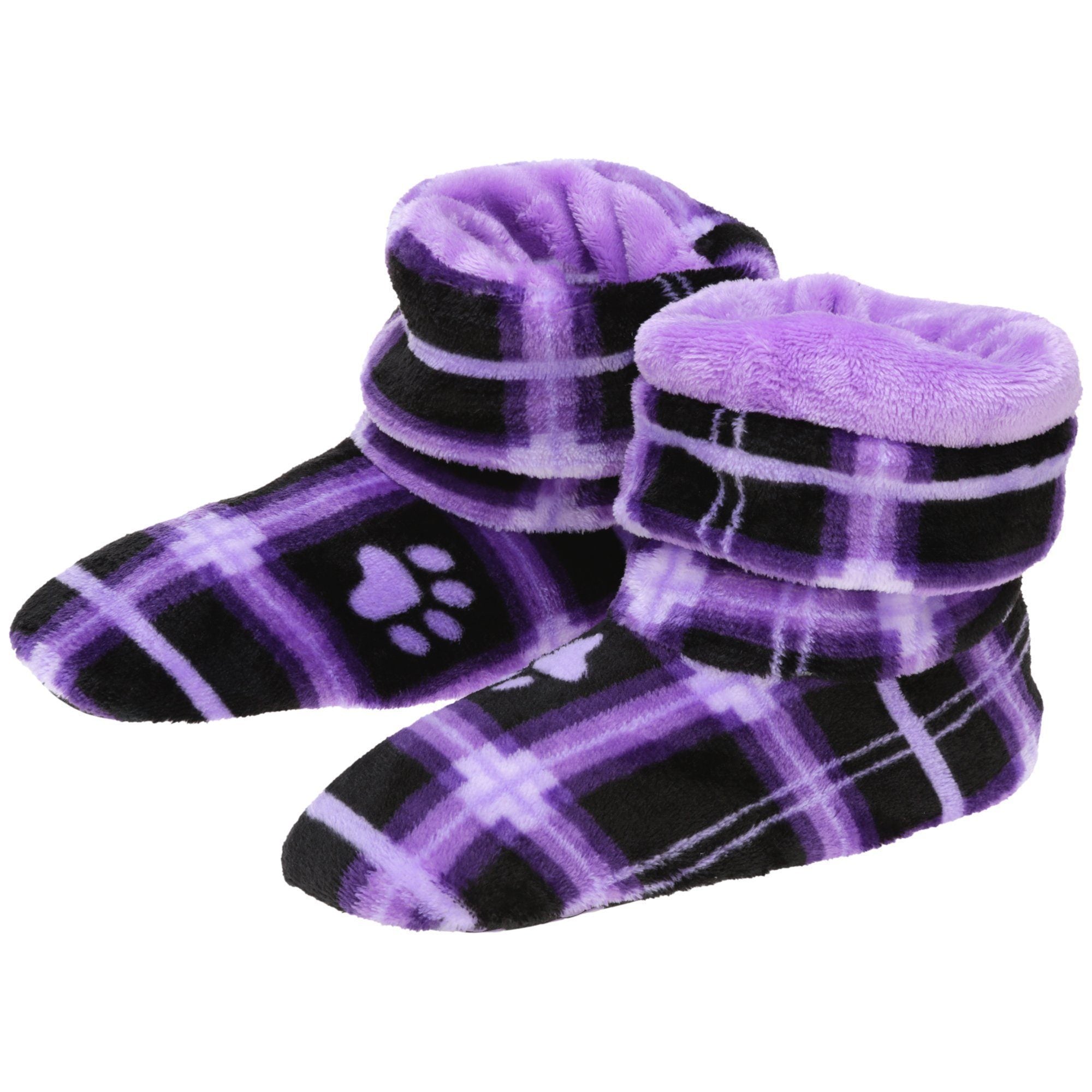 Super Cozy™ Paw Print Fleece Slipper Booties