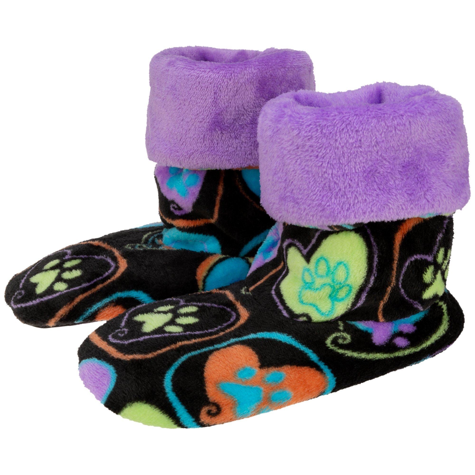 Super Cozy™ Paw Print Fleece Slipper Booties