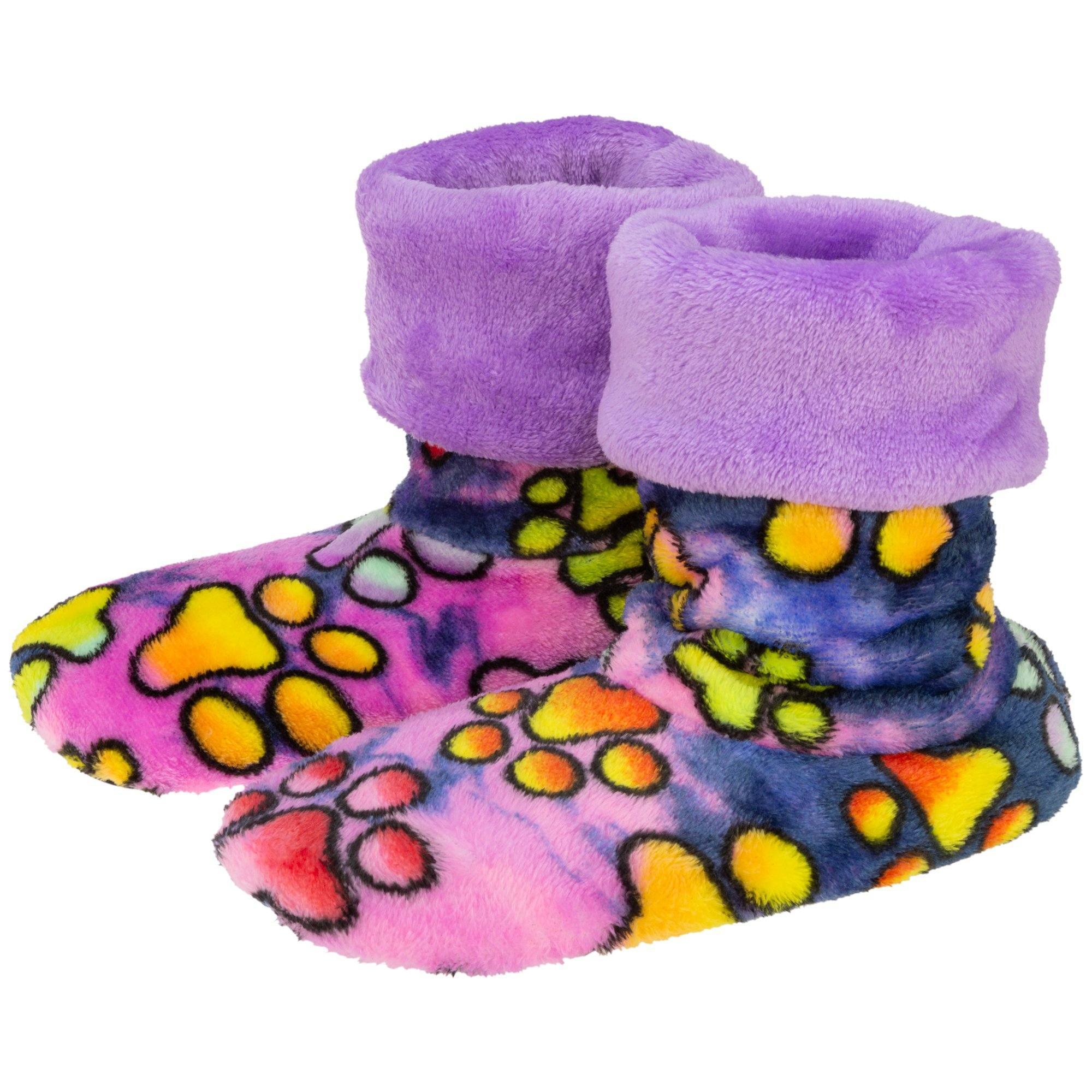 Super Cozy™ Paw Print Fleece Slipper Booties