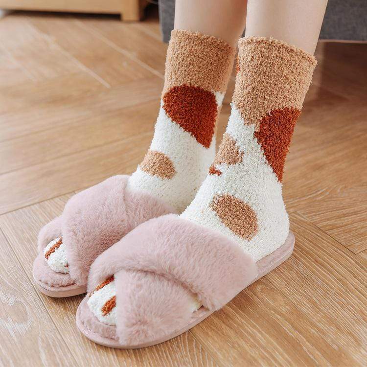 Winter Cat Claws Warm Sleep Socks