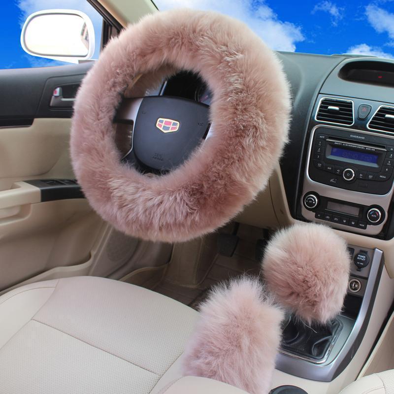 Universal Car Plush Fuzzy Steering Wheel Cover Set (3 pcs)