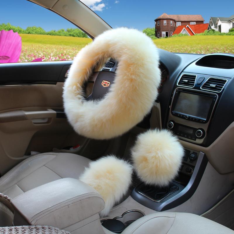 Universal Car Plush Fuzzy Steering Wheel Cover Set (3 pcs)