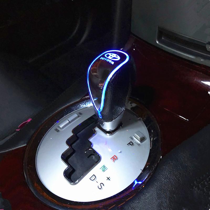 car logo LED leather shift lever
