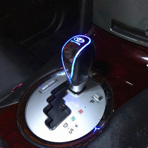 car logo LED leather shift lever