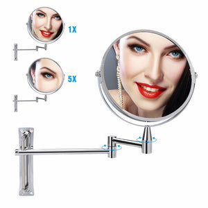 Dual-Sided Wall Mount Make-Up Mirror 1X/5X