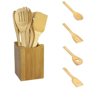 6 Pieces Heat Resistant Bamboo Cooking Utensils