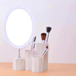 LED Cosmetic Mirror with Storage Base Organizer